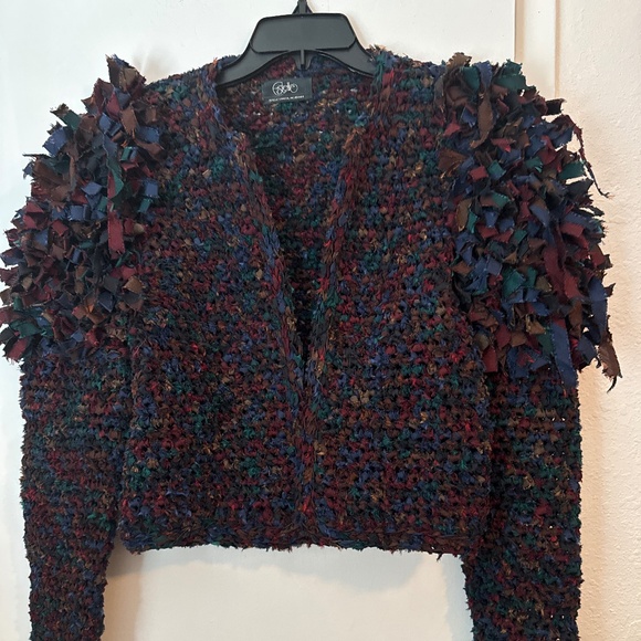 Beautiful Rockabilly Vintage Hand Woven Cropped Sweater Jacket Rockabilly - Picture 6 of 13